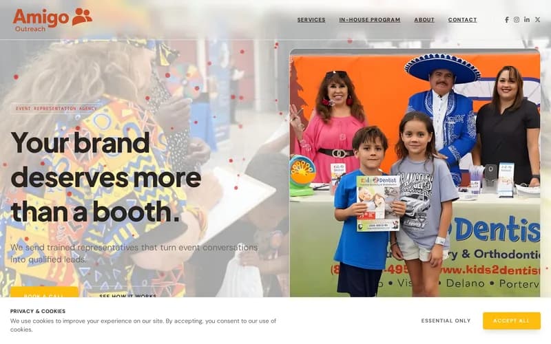 Captura del sitio web de Amigo Outreach