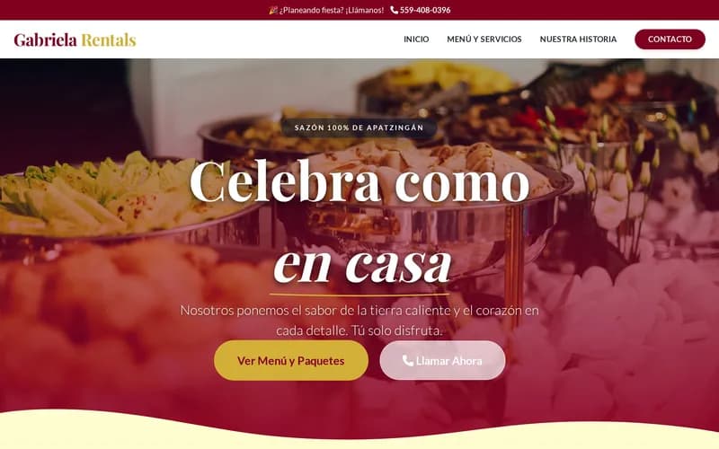 Captura del sitio web de Gabriela Rentals