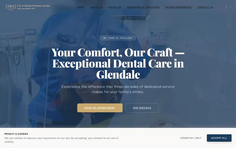 Captura del sitio web de H&H Dental Center