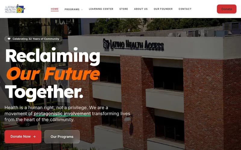 Captura del sitio web de Latino Health Access
