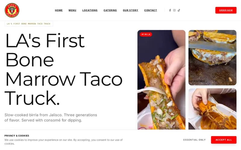 Captura del sitio web de Pepe's Tacos