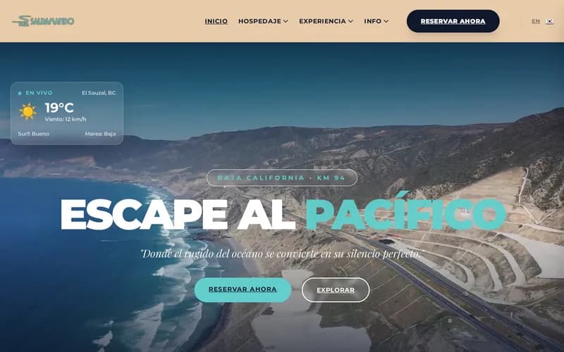 Captura del sitio web de Playa Saldamando